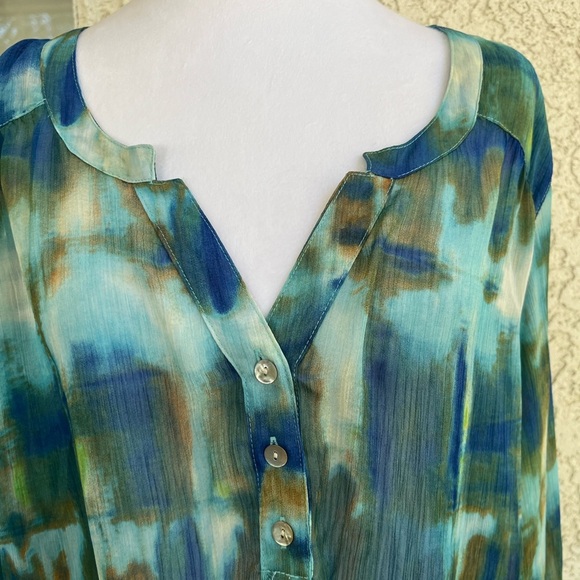 dressbarn Teal and Olive Blouse - Picture 3 of 5